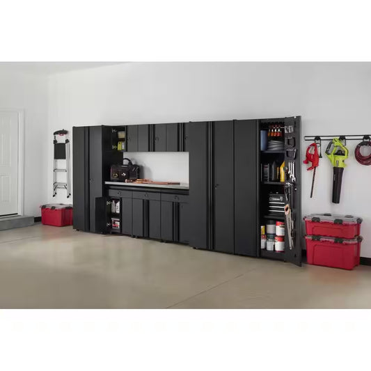 10-Piece Regular Duty Welded Steel Garage Storage System in Black (163.5 In. W X 75 In. H X 19.6 In. D)