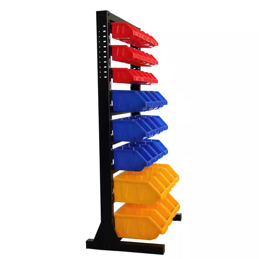 Black 8-Tier Haning Bin Storage System Garage Storage Rack (35 Plastic Bins in 8 Tier)
