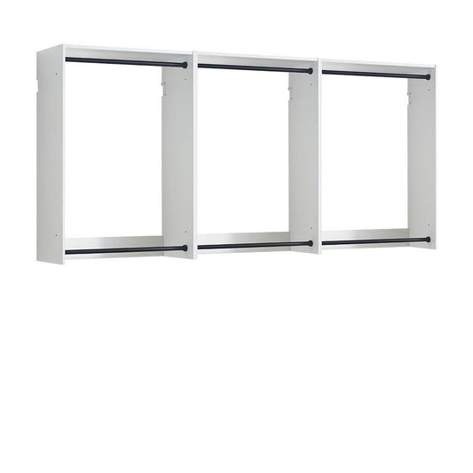 Devi Series 31.5-94. 5In. W White Modular Closet System Wall Mount Double Hanging Rods 0-Shelf Wood Closet System