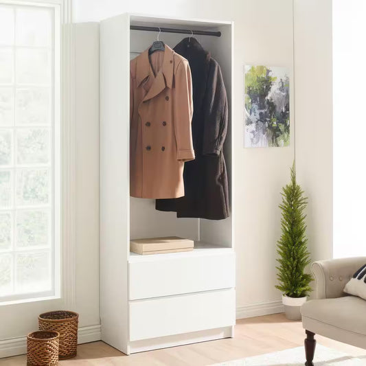 Prosper 32 In. W White Tower Unit 1-Shelf 2-Drawers Wood Closet System