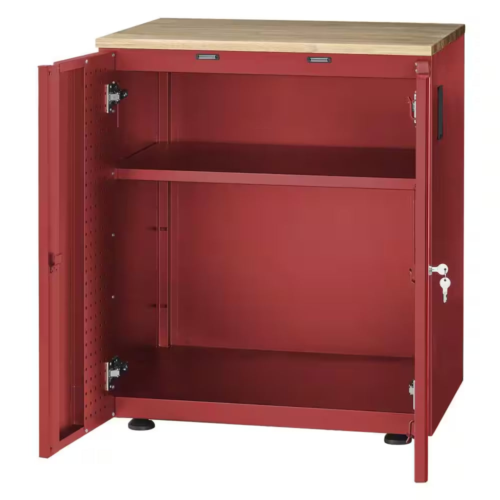 Heavy Duty 28 In. W X 32 In. H X 21.5 In. D Pre-Assembled 20-Gauge 2-Door Garage Storage Base Cabinet in Red