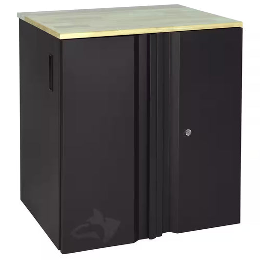 Heavy Duty 28 In. W X 32 In. H X 21.5 In. D Welded 20-Gauge Steel 2-Door Garage Base Freestanding Cabinet in Black