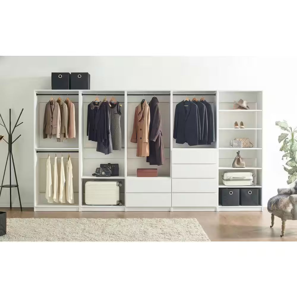 Prosper 32 In. W White Tower Unit 1-Shelf 4-Drawers Wood Closet System