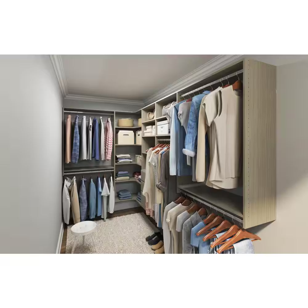 30 In. W Rustic Grey Corner Wood Closet System