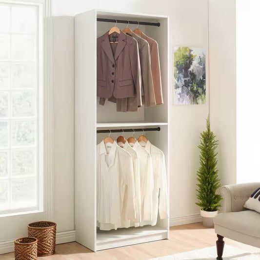 Prosper 32 In. W White Tower Unit 1-Shelf 2-Rods Wood Closet System