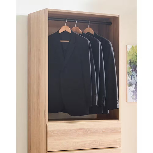 Prosper 32 In. W Oak Tower Unit 1-Shelf 4 Drawers Wood Closet System