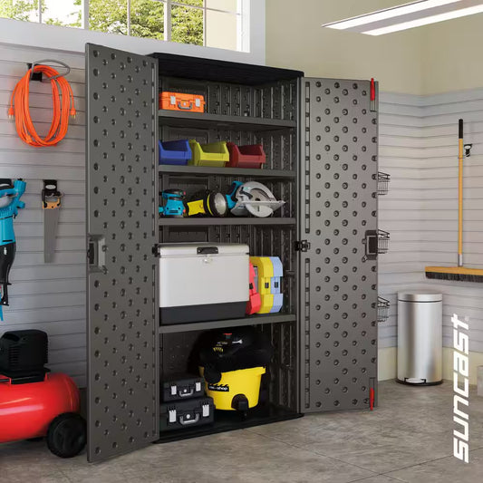 40 In. W X 80.25 In. H X 20.25 In. D Plastic Freestanding Garage Cabinet in Slate