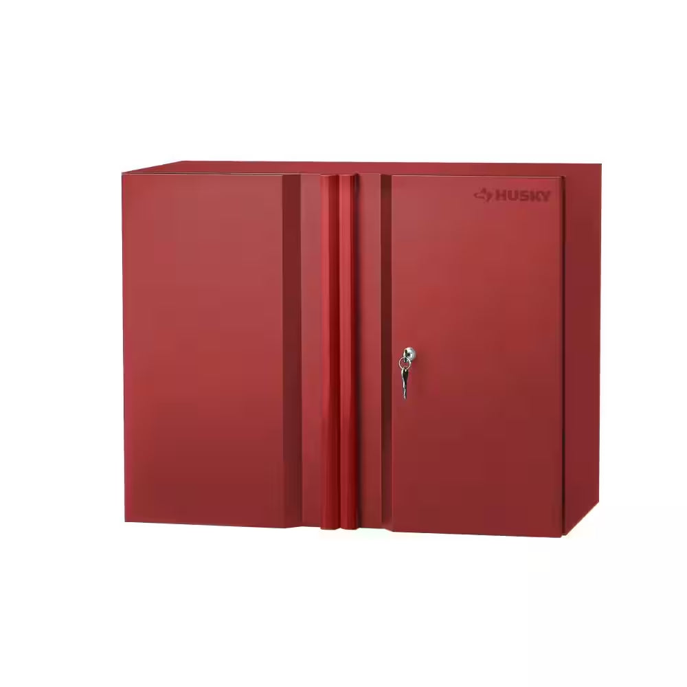 Heavy Duty 92 In. W X 81 In. H X 24 In. D Pre-Assembled Steel 4-Piece Garage Storage System in Red with Wood Worktop