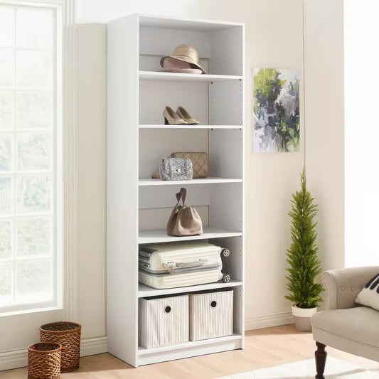 Prosper 32 In. W White Tower Unit Five-Shelves Wood Closet System