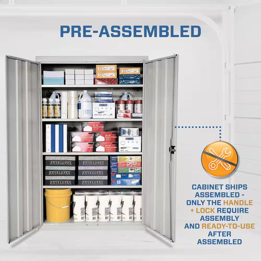 Elite Series 46 In. W X 72 In. H X 24 In. D 22-Gauge 5-Shelf Steel Freestanding Garage Storage Cabinet in Dove Gray