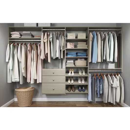 Dual Tower 96 In. W - 120 In. W Rustic Grey Wood Closet System