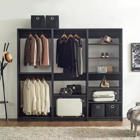 Prosper 94.5 In. W Gray Tower System Freestanding-Shelf Walk-In Wood Closet System