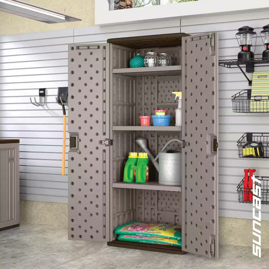 Plastic Freestanding Garage Cabinet in Platinum (40 In. W X 80 In. H X 20 In. D)