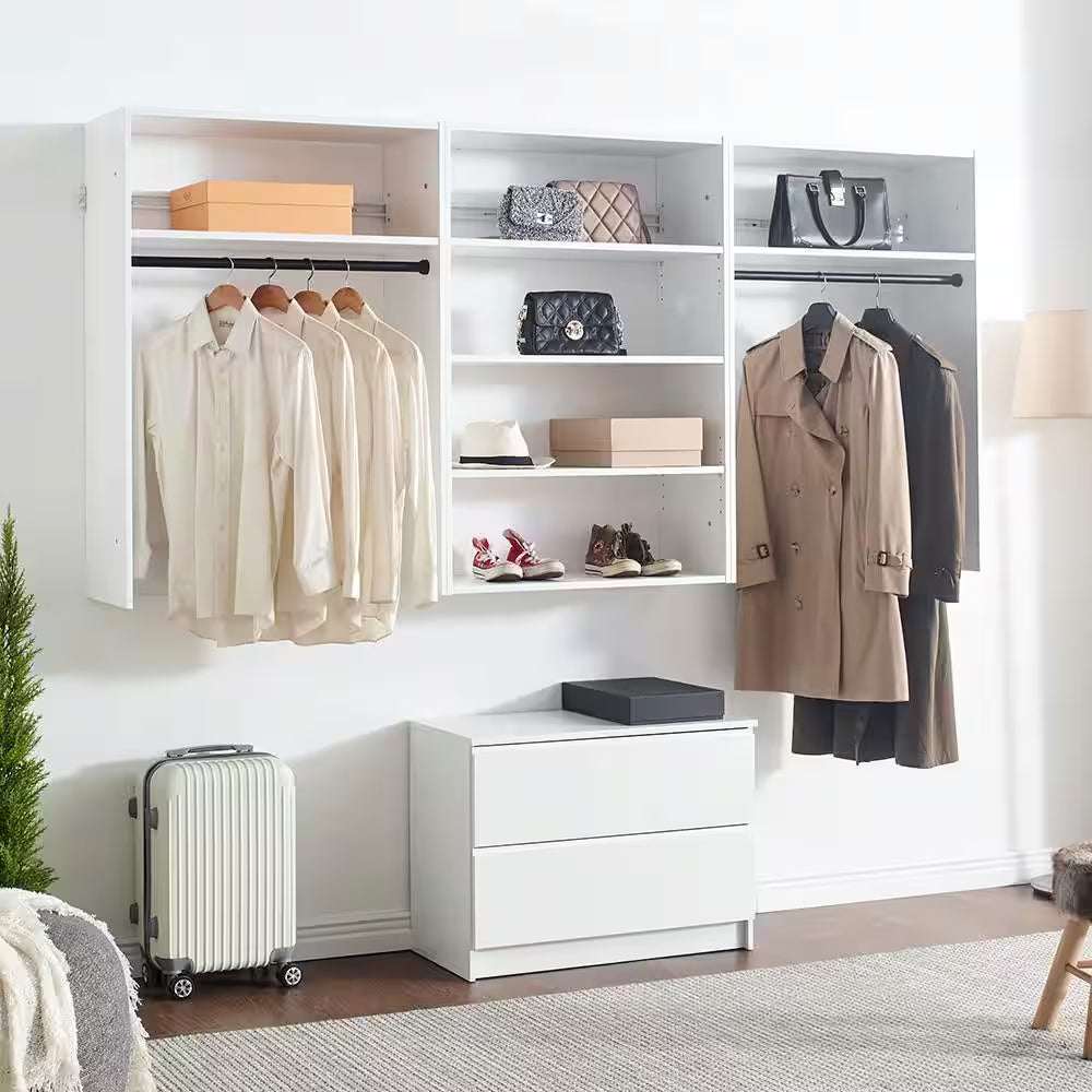 Devi Series 31.5-31.5 In. W White Freestanding 2-Drawers-Shelf Wood Closet System