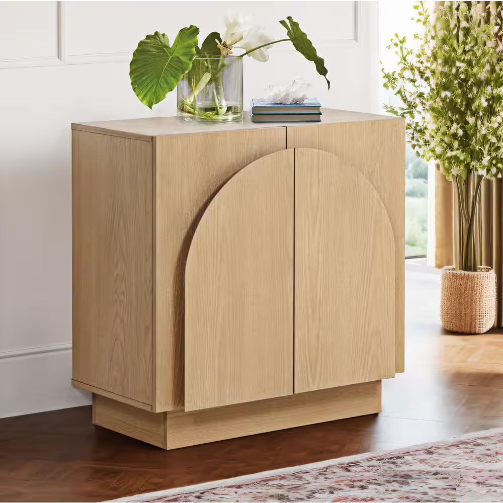 Arcus Light Oak 31 In. H Accent Cabinet + Office Storage Cabinet with 1 Shelf + Stackable Sideboard