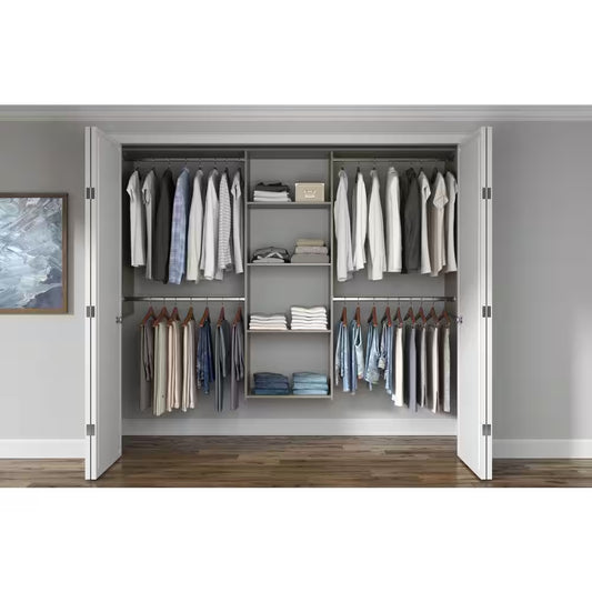Essential plus 60 In. W - 96 In. W Rustic Grey Wood Closet System