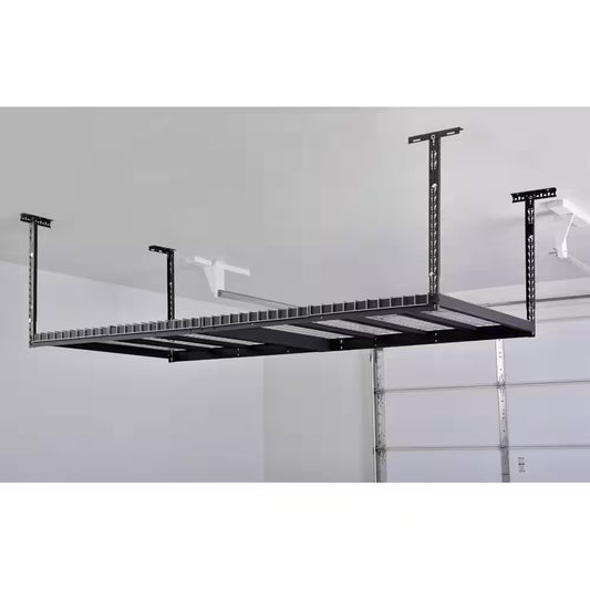 97.5 In. W X 43.75 In. H X 48 In. D Adjustable Height Metal Heavy-Duty Overhead Garage Storage Rack in Black