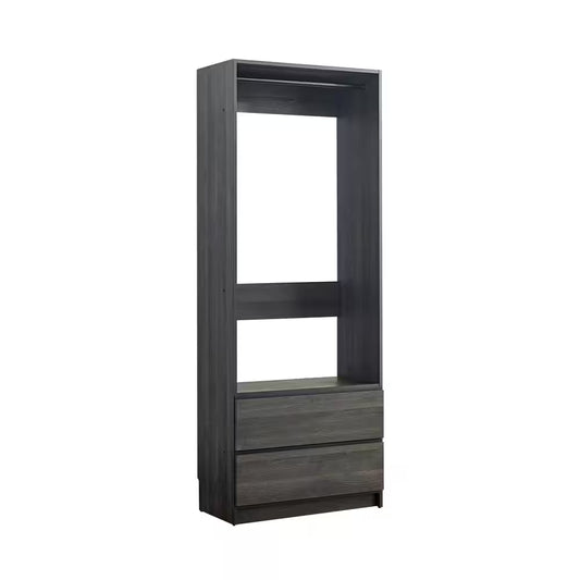 Prosper 32 In. W Gray Tower Unit One-Shelf Two Drawers Wood Closet System