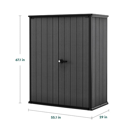 Cortina Alto Premium Modern Vertical Outdoor Storage Shed - 55" X 29" X 67"