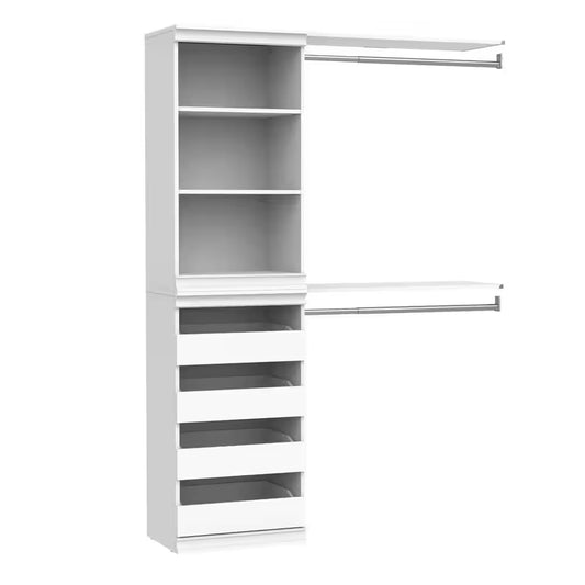 Modular Storage 47.38 In. to 57.4 In. W White Reach-In Tower Wall Mount 5-Shelf Wood Closet System