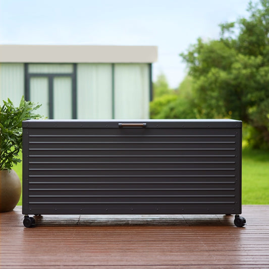 Mirador 205 Gallon Powder Coated Durable Metal Storage Box with Lockable Wheeled Base