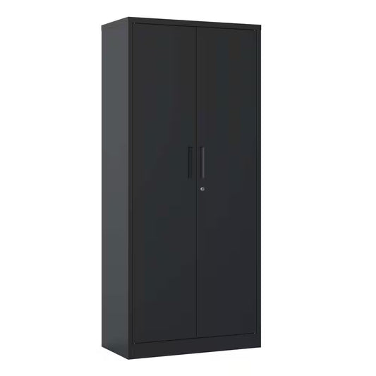 36 In. W X 72 In. H X 18 In. D Metal Freestanding Cabinet in Black with Lock for Home Gym Office School Garage