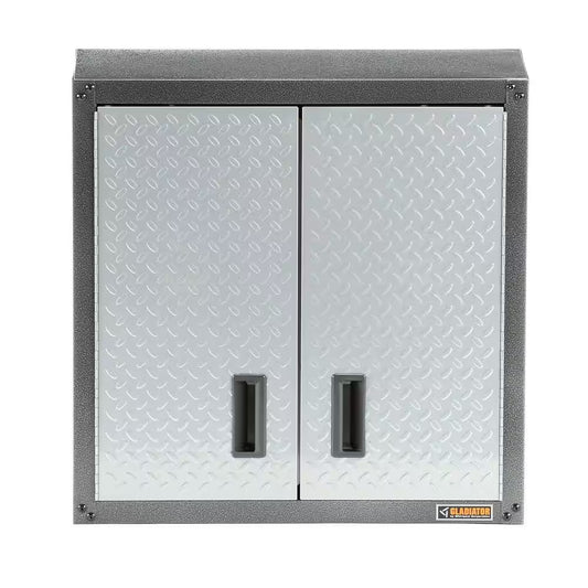 Steel 1-Shelf Wall Mounted Garage Cabinet in Silver Tread (28 in W X 28 in H X 12 in D)