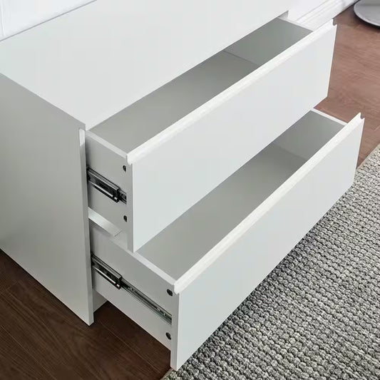 Devi Series 31.5-94. 5In. W White Wall Mount Hanging Rods, Adjustable-Shelves & Drawer Unit 6-Shelf Wood Closet System