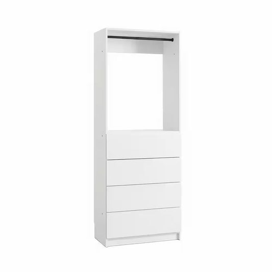 Prosper 32 In. W White Tower Unit 1-Shelf 4-Drawers Wood Closet System
