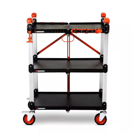 SITERUNNER 20 In. 3-Shelf Heavy Duty Folding Jobsite Cart with 300 Lb. Capacity