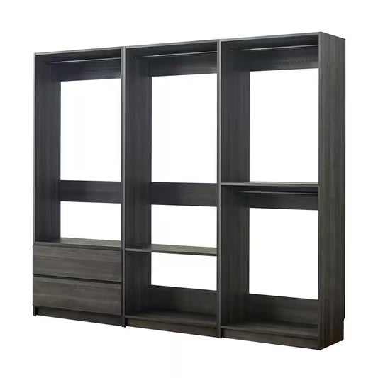 Prosper 96 In. W Gray Tower System Freestanding-Shelf Walk-In Wood Closet System