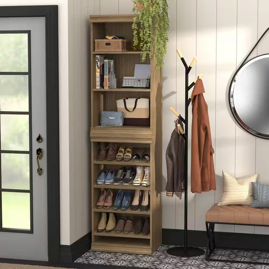 Modular Storage 21.38 In. W Sand Tower System 7-Shelf Wood Closet System