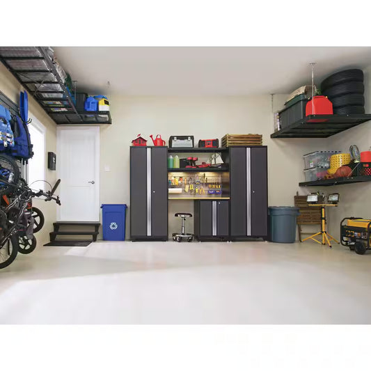 Bold Series 12-Piece 24-Gauge Stainless Steel Garage Storage System in Gray (186 In. W X 77 In. H X 18 In. D)