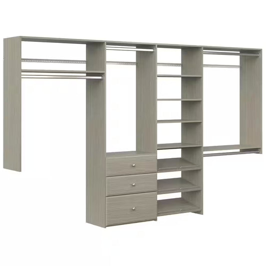 Dual Tower 96 In. W - 120 In. W Rustic Grey Wood Closet System