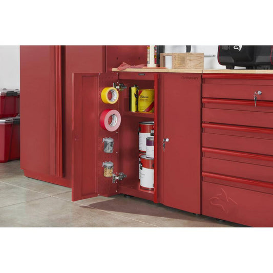 Heavy Duty 28 In. W X 32 In. H X 21.5 In. D Pre-Assembled 20-Gauge 2-Door Garage Storage Base Cabinet in Red