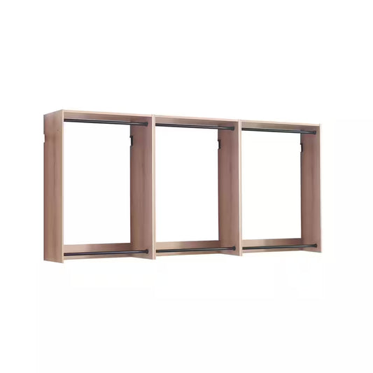 Devi Series 31.5-94. 5In. W Oak Modular Walk in Closet System Wall Mount Double Hanging Rods 0-Shelf Wood Closet System