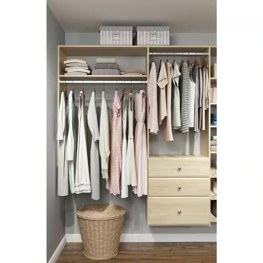 Dual Tower 96 In. W - 120 In. W Harvest Grain Wood Closet System