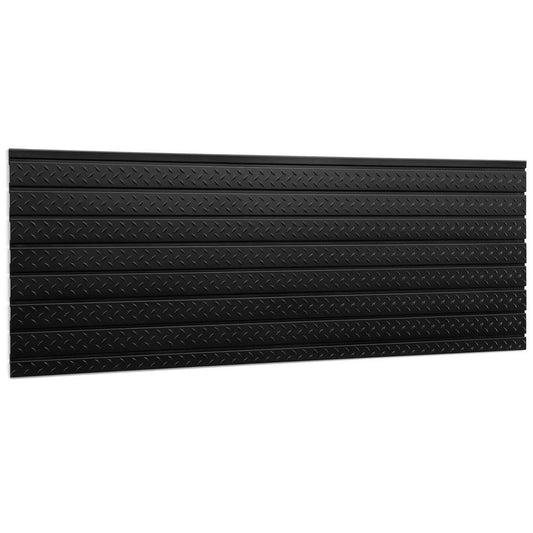 Pro Series 24.5 In. H X 84 In. W Slat Wall Panel Set Diamond Plated Steel Garage Backsplash in Black
