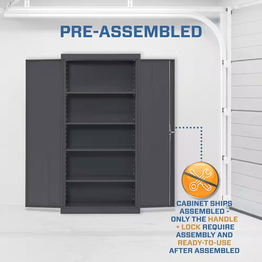 Classic Series 36 In. W X 72 In. H X 18 In. D 24-Gauge 5-Shelf Steel Freestanding Garage Storage Cabinet in Charcoal