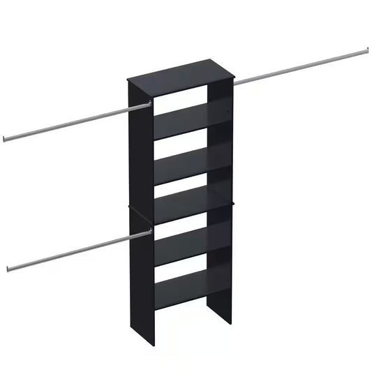 25.5 In. Black Walk-In Modular Wood Closet Organizer Tower System with 5-Shelves, Tower Wood Closet System