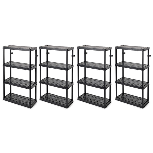 4-Shelf Fixed-Height Medium-Duty Shelving Storage, Black