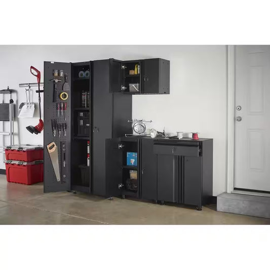 4-Piece Regular Duty Welded Steel Garage Storage System in Black