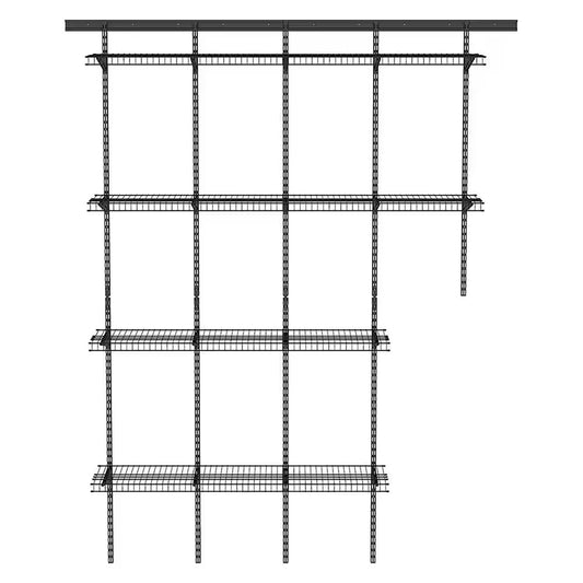 Maxload 80.04 In. W X 16.93 In. D Black 4-Shelf Steel Garage Wall Shelf System