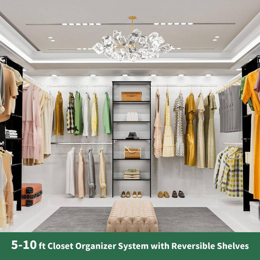 25.5 In. Black Walk-In Modular Wood Closet Organizer Tower System with 5-Shelves, Tower Wood Closet System