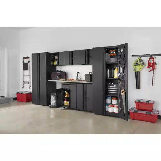 8-Piece Regular Duty Welded Steel Garage Storage System in Black (133 In. W X 75 In. H X 19.6 In. D)