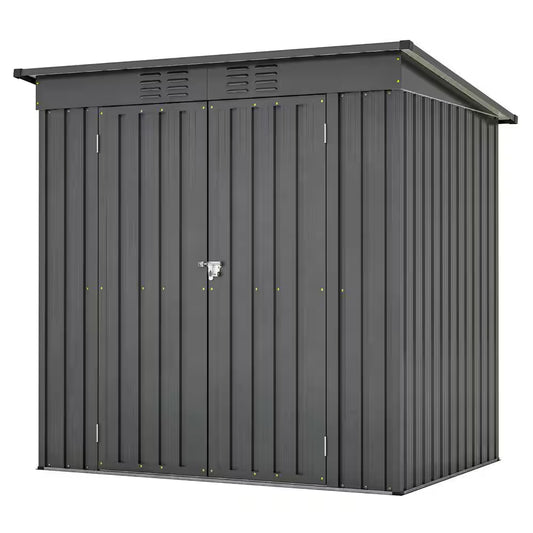 6 Ft. W X 4 Ft. D Outdoor Storage Shed, Metal Garden Shed All Weather Tool Shed for Garden, Backyard, Black (24 Sq. Ft.)