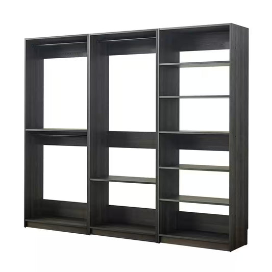 Prosper 94.5 In. W Gray Tower System Freestanding-Shelf Walk-In Wood Closet System