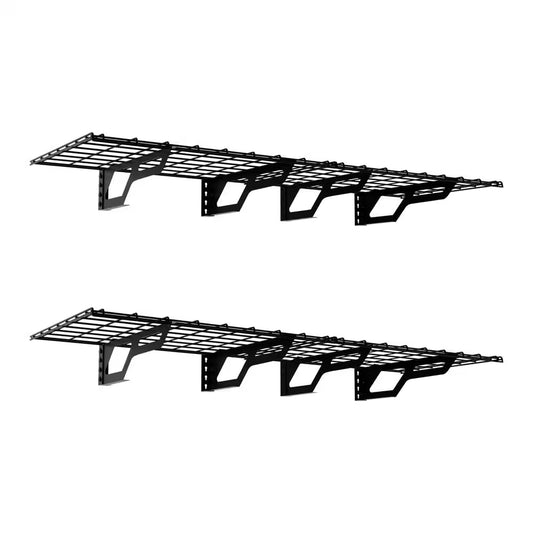 The  72 In. X 24 In. 800 Lbs Heavy Duty Garage Wall Shelf Steel Storage Rack with Brackets in Hammertone (2 Pack)