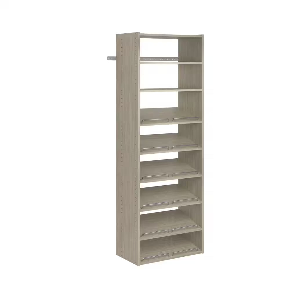 Essential Shoe 25 In. W Rustic Grey Wood Closet Tower