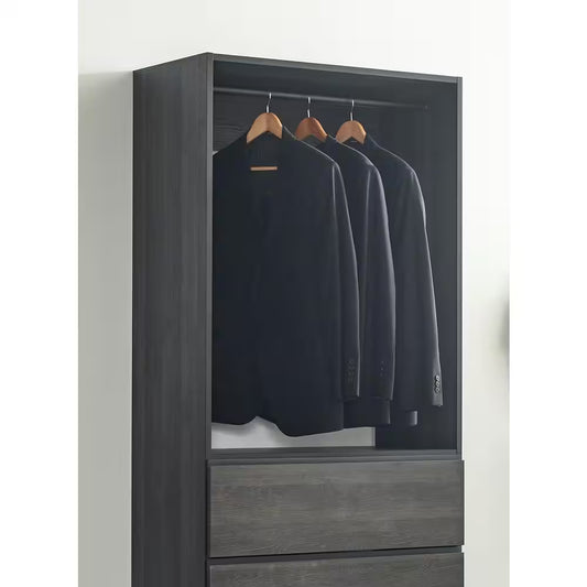 Prosper 32 In. W Gray Tower Unit One-Shelf Four Drawers Wood Closet System